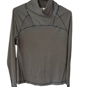 Indygena Striped Funnel Neck Pullover Top Medium Long Sleeve Lightweight Hiking